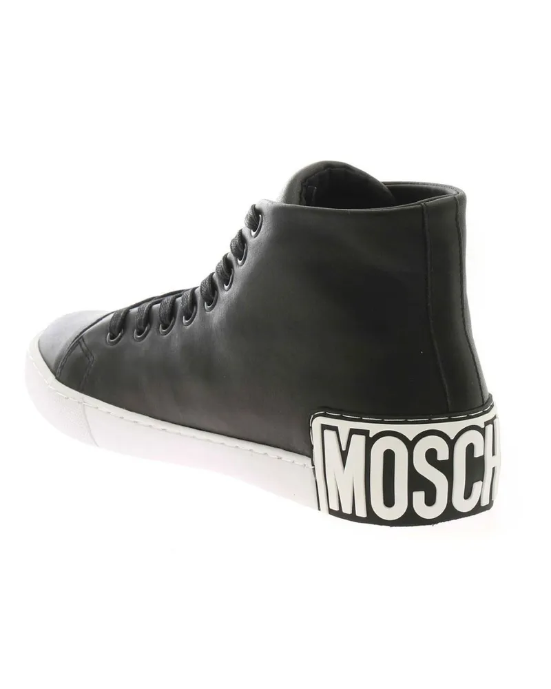 Moschino Men's Vulc 25 Logo Mid-Top Sneakers Black Shoes Black