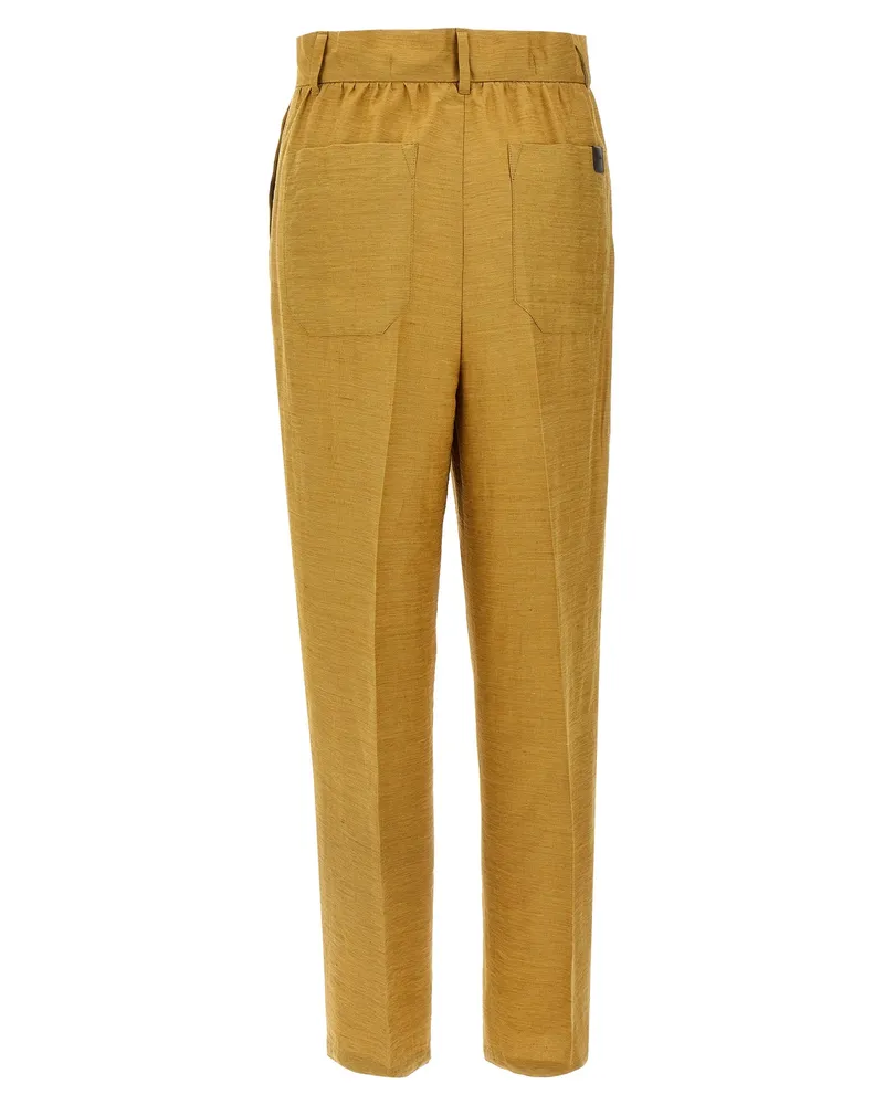 Max Mara Women's Gold Fluorofiber Dress Pants Gold