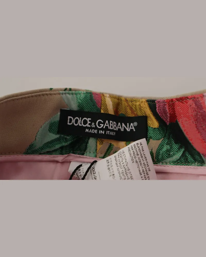 Dolce & Gabbana Women's Beige Floral Dress Formal High Waist Pants Polyester Beige