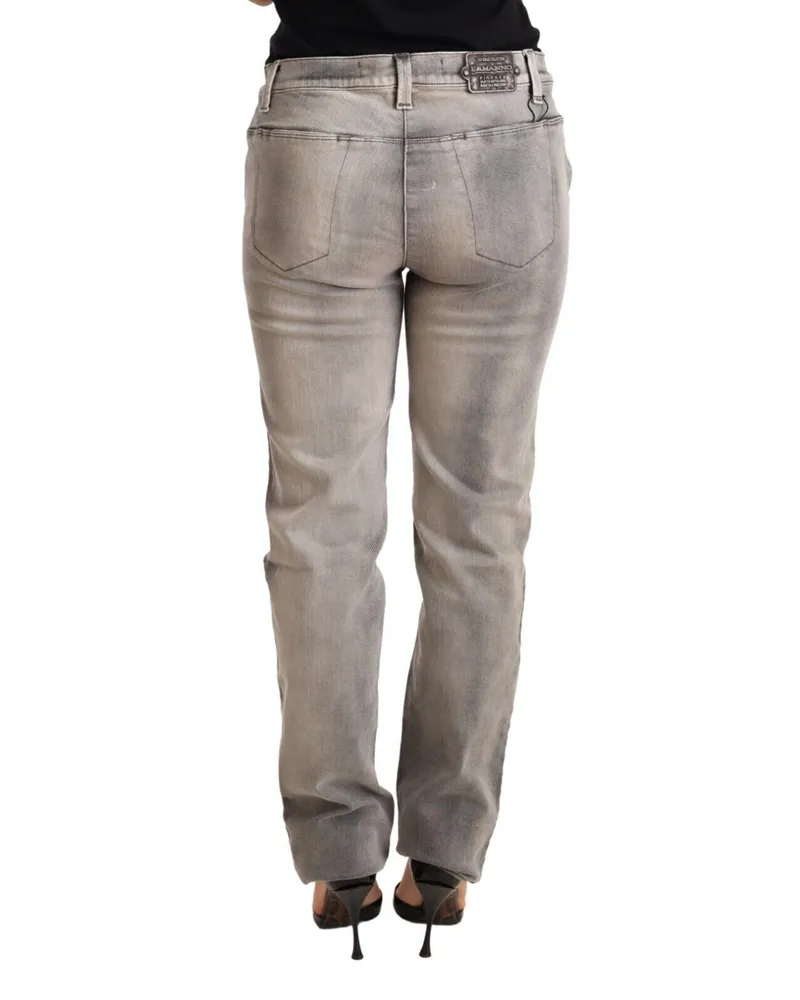 Ermanno Scervino Women's Gray Washed Low Waist Skinny Trouser Cotton Jeans Gray