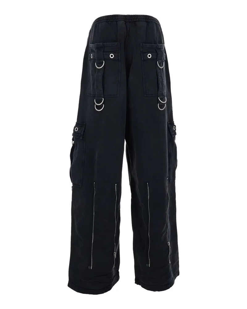 Balenciaga Men's Cargo Pants Black Cotton Trousers Black