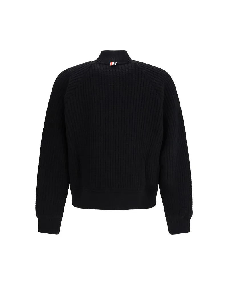 Thom Browne Men's Black Wool Oves Aries Bomber Clothing Black