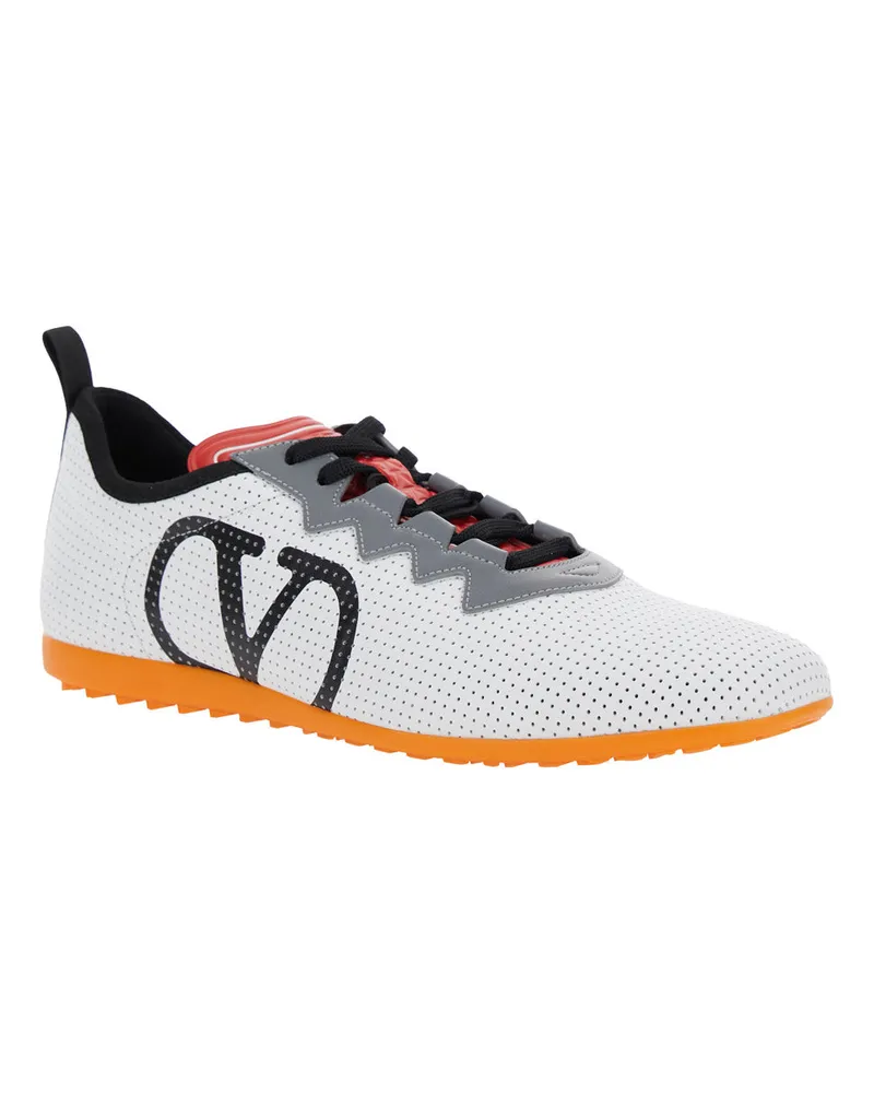 Valentino Garavani Men's White Sneakers With Asymmetric Toe And Vlogo Polyurethane Trainers White