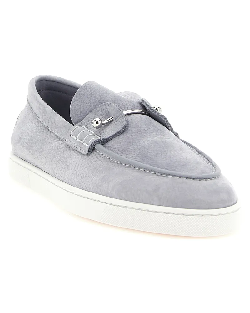 Christian Louboutin Men's Gray Calfskin Slip-On Loafers Gray