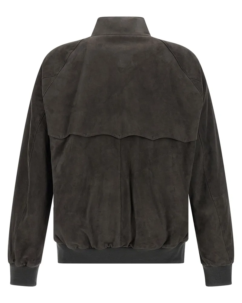 Baracuta Suede Bomber Jacket — Charcoal Charcoal