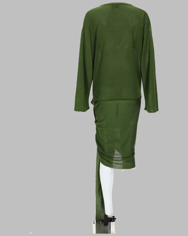 ATTICO Draped Viscose Dress — Green Green