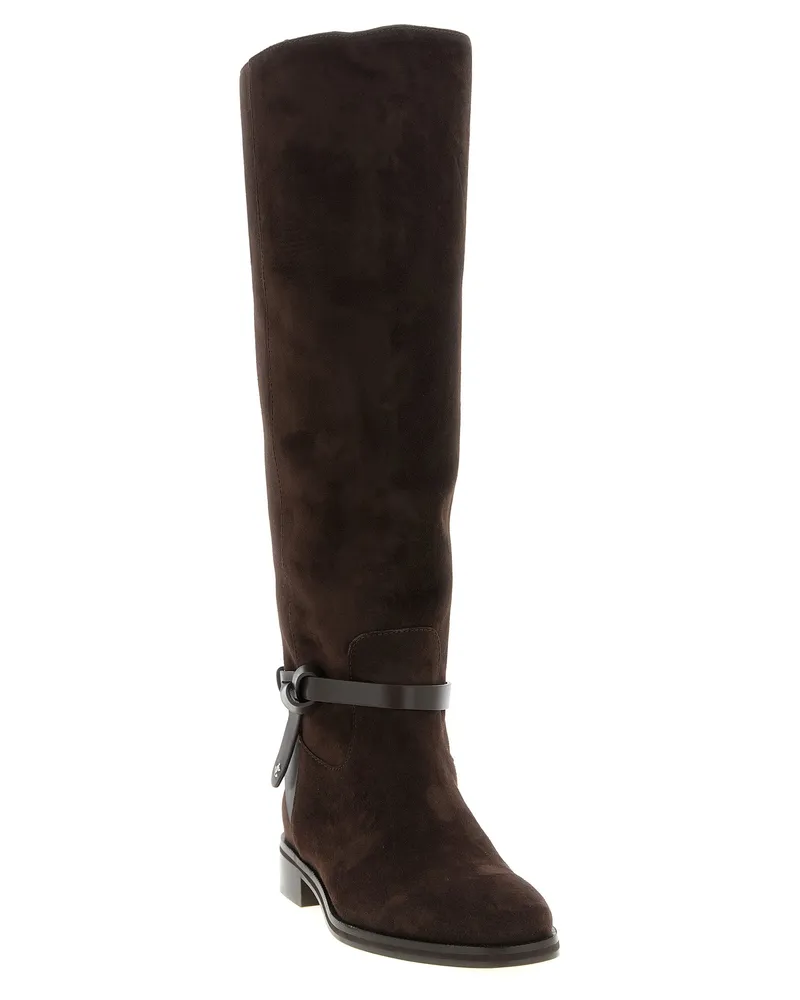 Jimmy Choo Women's Brown Leather Over The Knee Shoe Brown