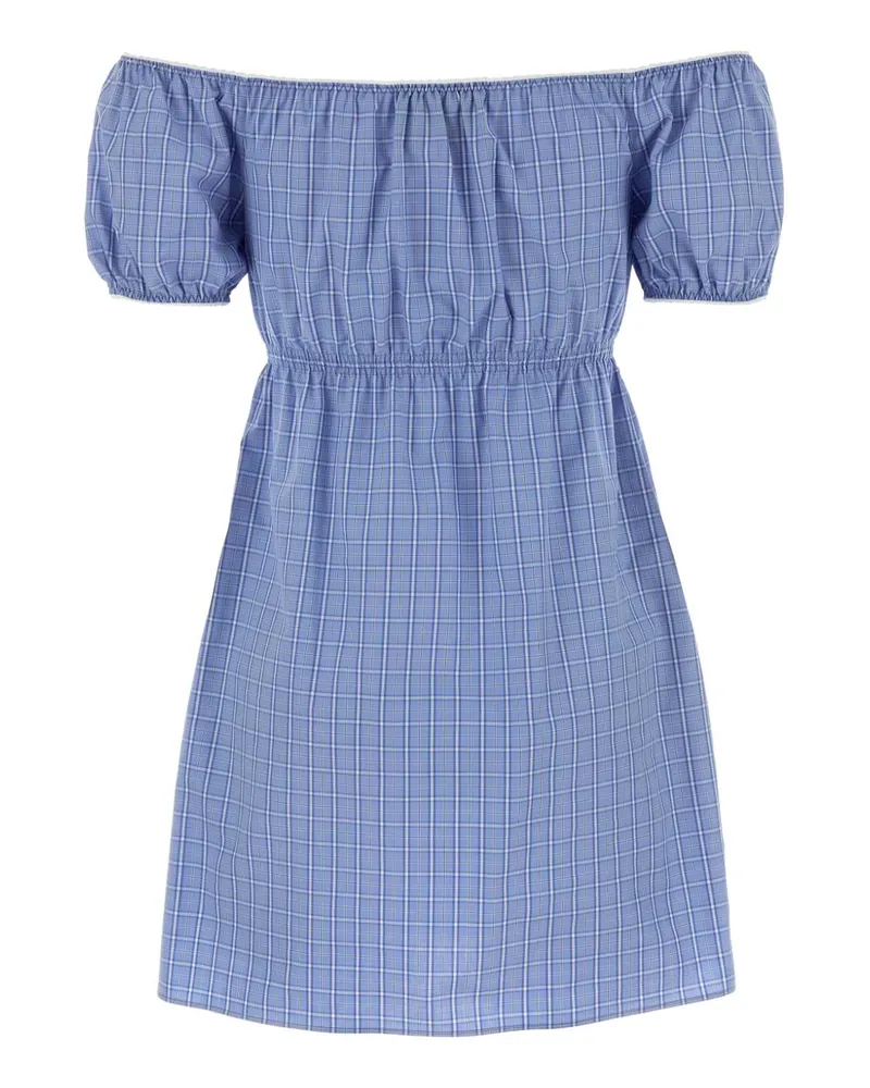 Miu Miu Women's Embroidered Poplin Mini Dress Celeste Exterior: Cotton Abiti Blue
