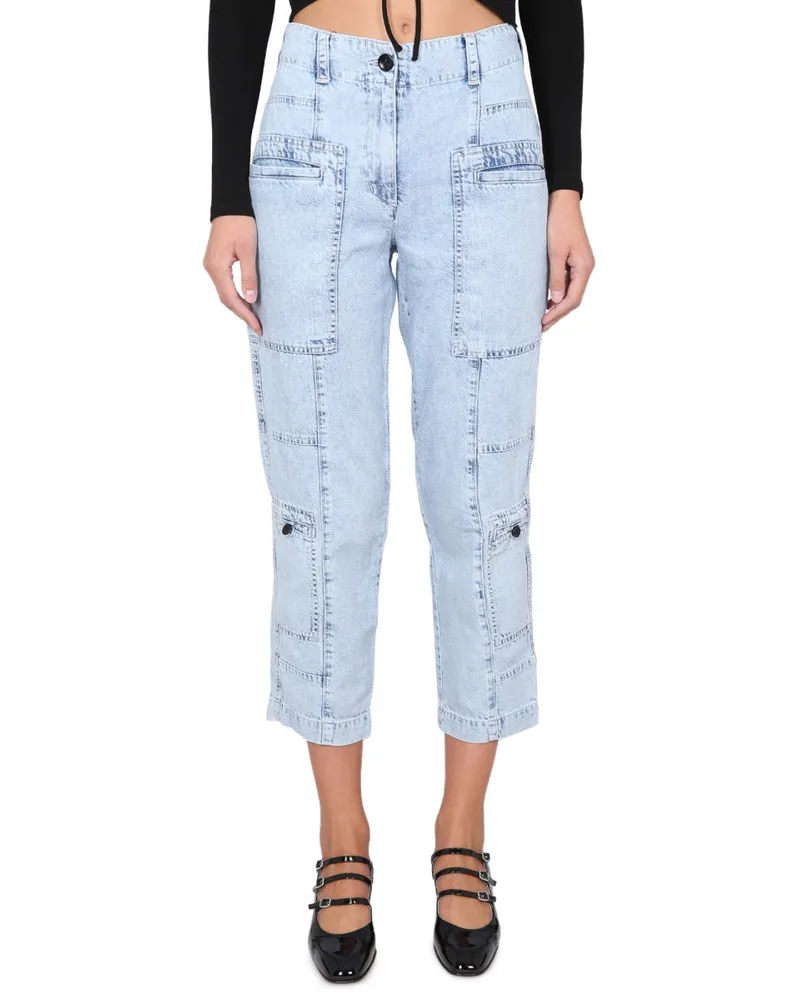 Proenza Schouler Button and Zipper Denim Jeans — Blue Blue