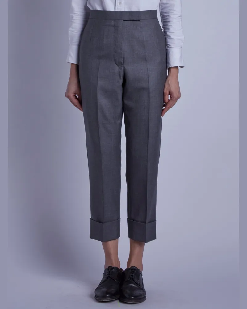 Thom Browne Women's Pantalon Classic Coupe Droite Fit 1 En Twill Super 120s Gray Trousers Gray
