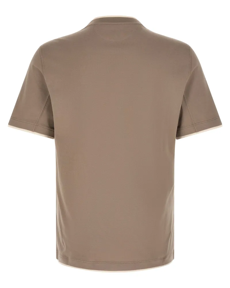 Brunello Cucinelli Men's Gray Cotton T-Shirt Taupe