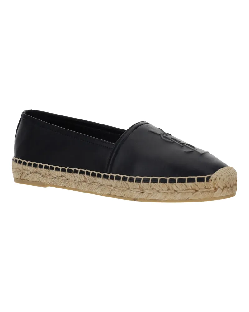 Saint Laurent Women's Lambskin Espadrilles Nero Flat Shoes Nero