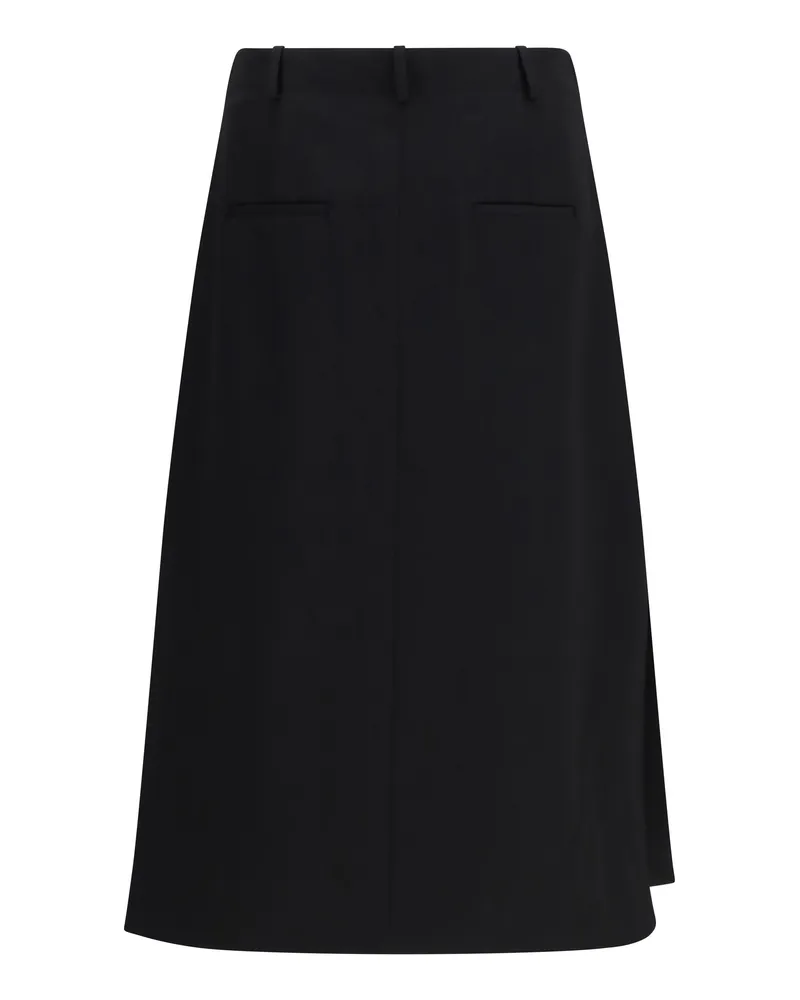 Fendi Women's Grain De Poudre Skirt Nero Fleece Wool Ovis Aries Black