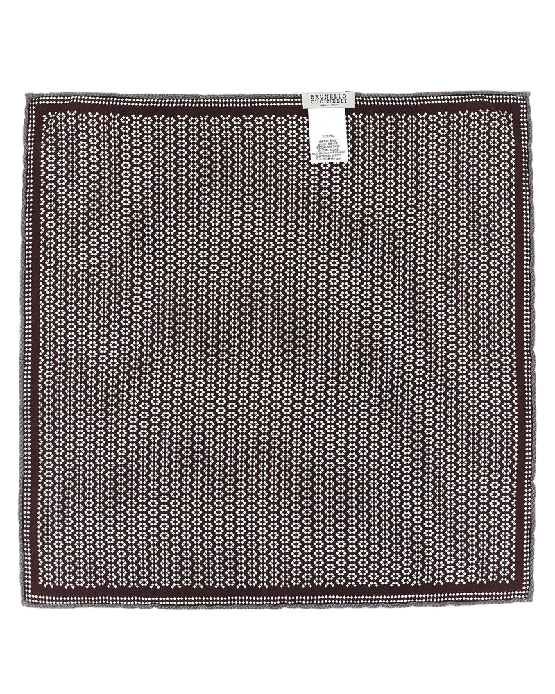 Brunello Cucinelli Men's Multicolor Silk Pocket Square Accessory Gray