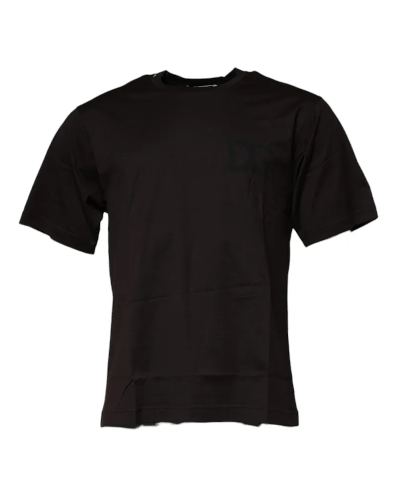 Dolce & Gabbana Logo Cotton Crew Neck T-Shirt — Brown Brown