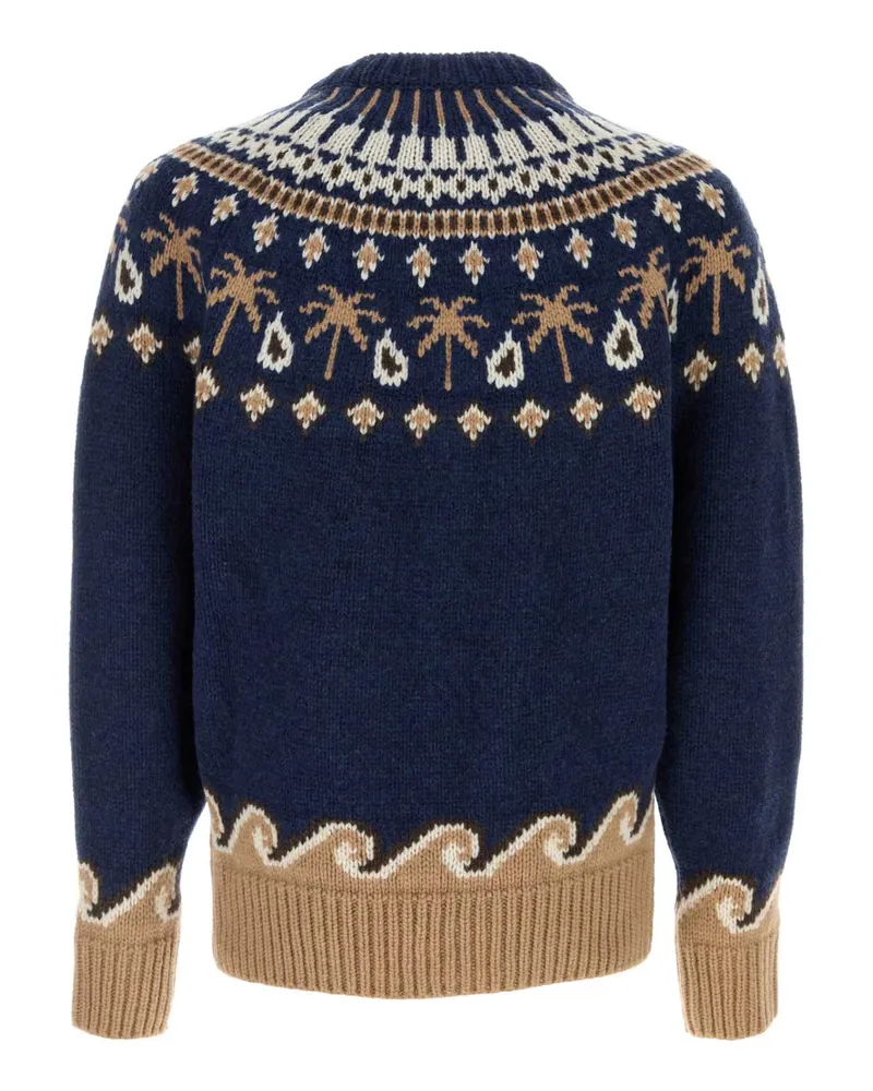 Alanui Men Embroidered Wool Sweet Winter Sweater Nightbluemulticol Exterior: Virgin Maglieria Navy