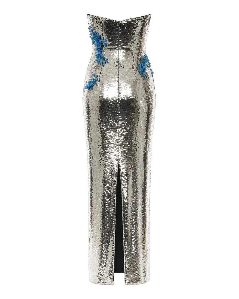Monique Lhuillier Women's Dress Sequin Multicolour Silver