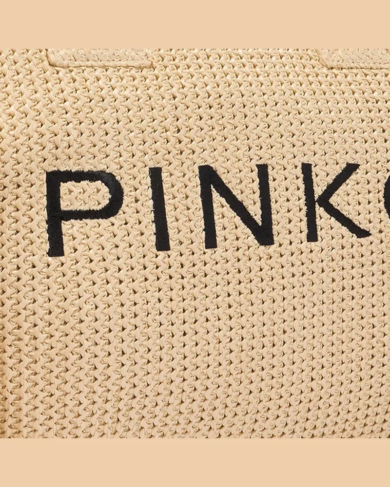 Pinko Women's Raffia Shopping Bag With Logo Natural Polypropylene Handbags Hand Beige