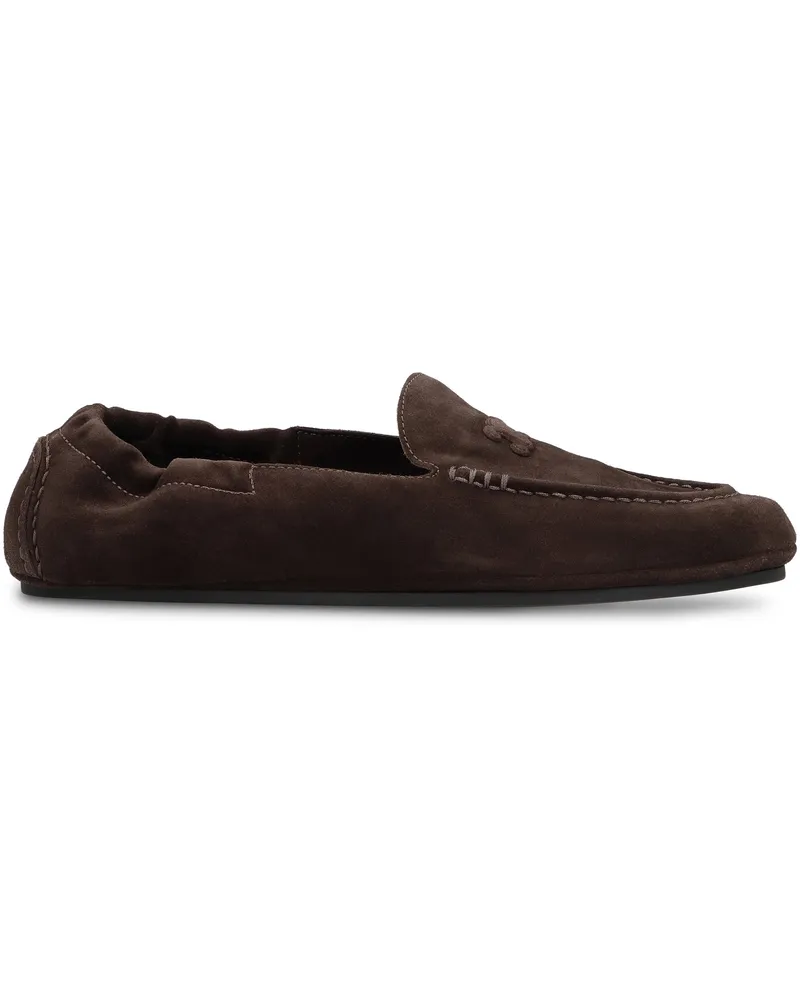 Celine Men's Loafers Dark Brown Suede Calf Brown