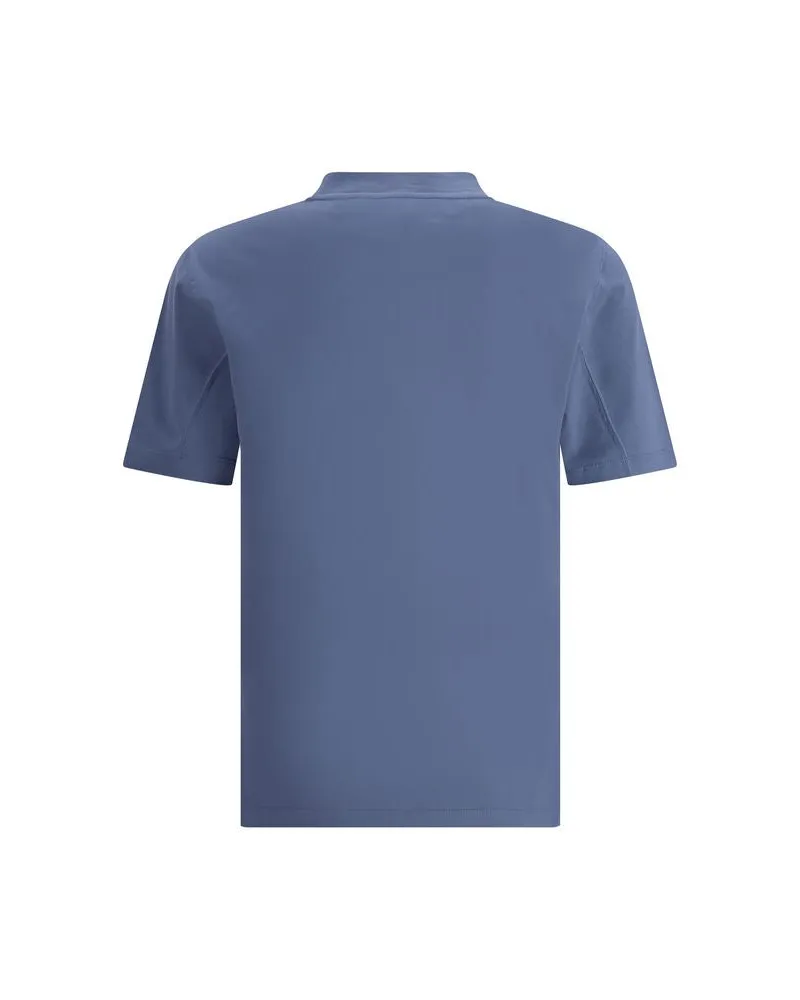 Brunello Cucinelli Men Blue Cotton T-Shirt Blue