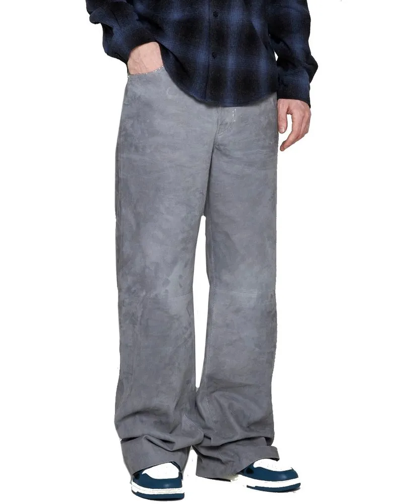 Amiri Men's Gray Leather Pants Gray