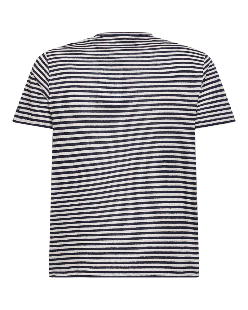 MC2 Saint Barth Men's T-Shirt Dover Blue-Cream Cotton T-Shirts And Polos Navy