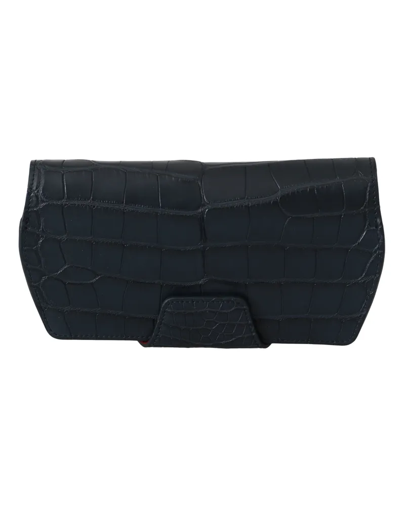 Dolce & Gabbana Men's Crocodile-Embossed Leather Eyewear Case Navy Skin Card Cases Navy