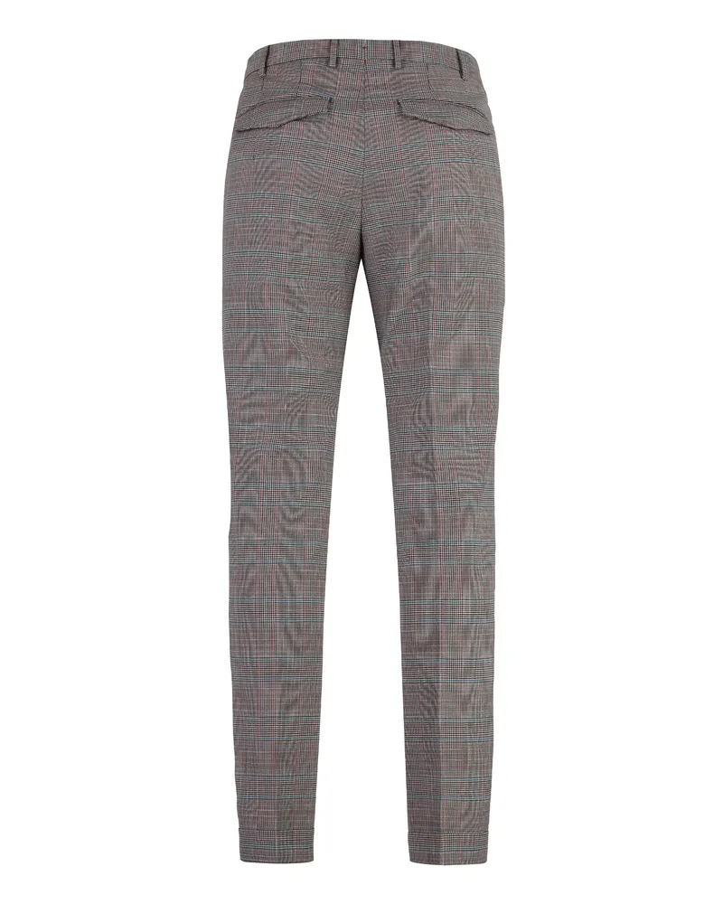 PT TORINO Prince of Wales Wool Trousers — Gray Gray