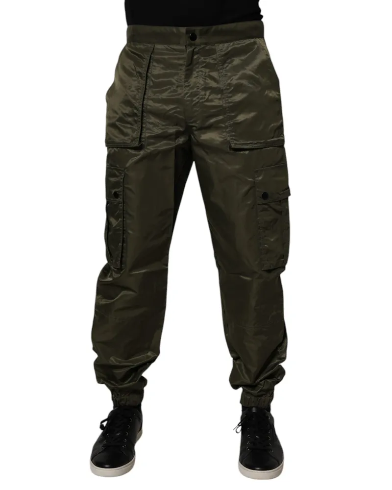 Dolce & Gabbana Men's Dark Green Nylon Cargo Pants Green