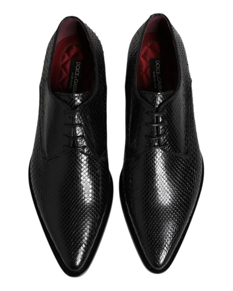 Dolce & Gabbana Black Leather Lace Up Dress Men Derby Shoes Python Black