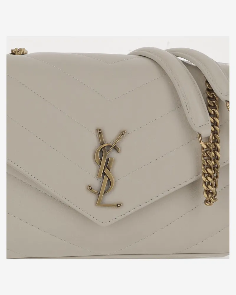 Saint Laurent Women's Loulou Media Bag White Lambskin Leather Shoulder White