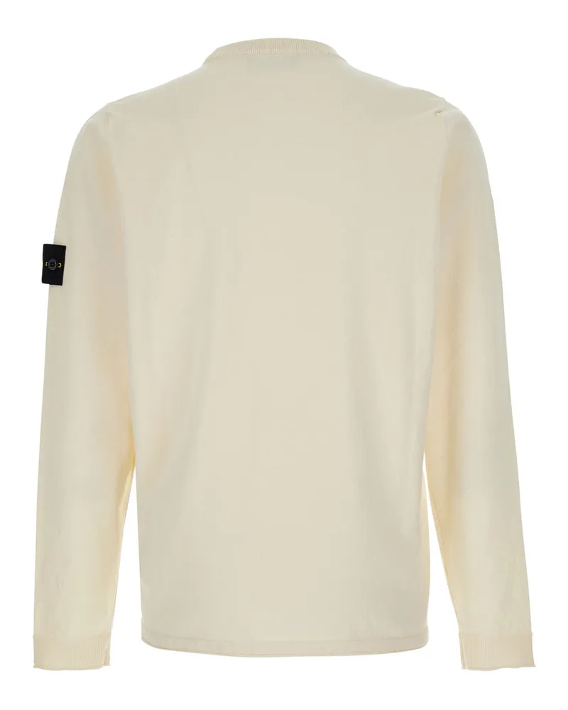Stone Island Men's T-Shirt Basico White Long Sleeve Cotton Top White