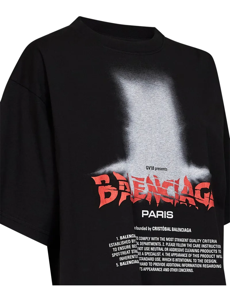 Balenciaga Women's T-Shirt The Door Black Cotton T-Shirts & Jerseys Black