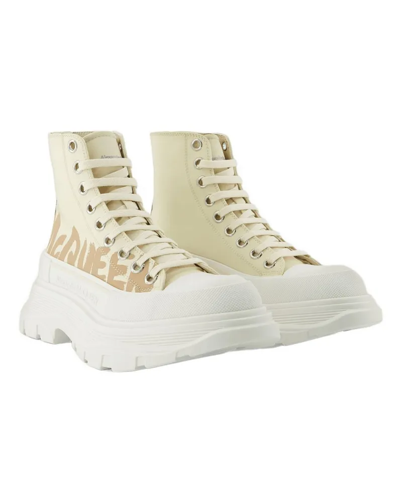 Alexander McQueen Women's Tread Slick Sneaker Beige Leather Beige