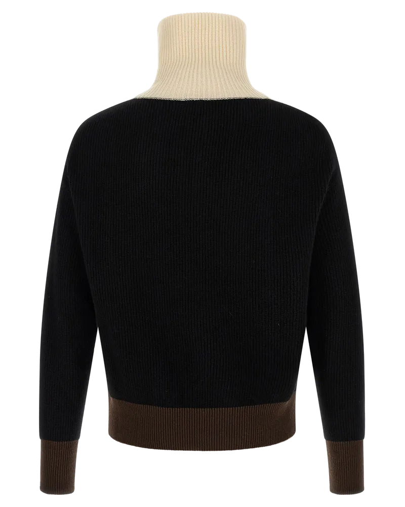 Kiton Color-Block Cashmere Cardigan — Black Black
