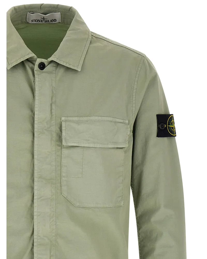 Stone Island Men's Bicolor Cotton Blouse Green