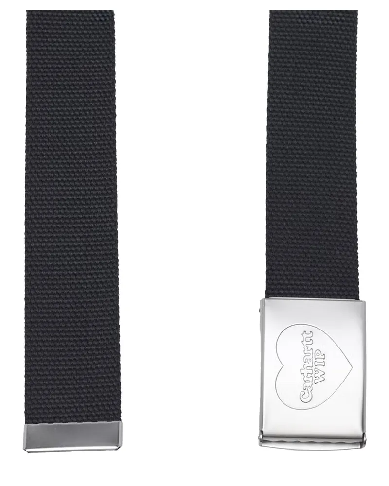 Carhartt WIP Men's Belt Heart Clip Black-Silver Polyester Black/silver Black