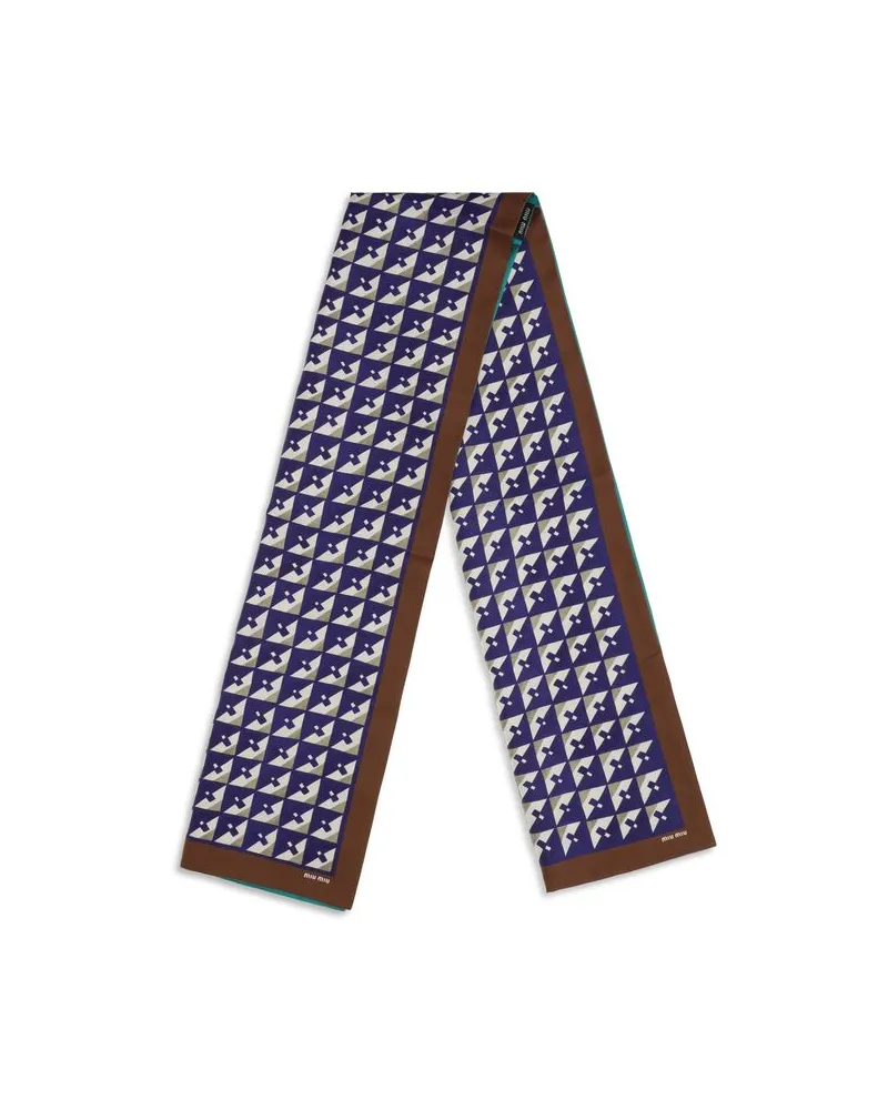 Miu Miu Women's Multicolor Silk Scarf Navy
