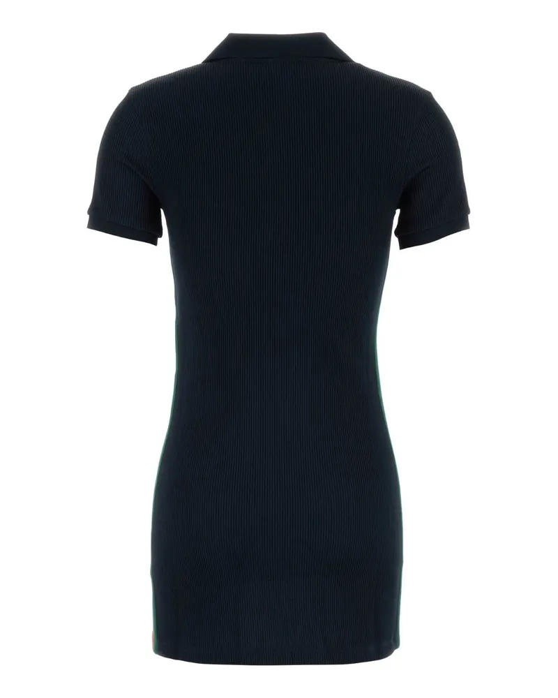 Gucci Women's Ribbed Jersey Polo Dress Navy Polyester Cotton Navy