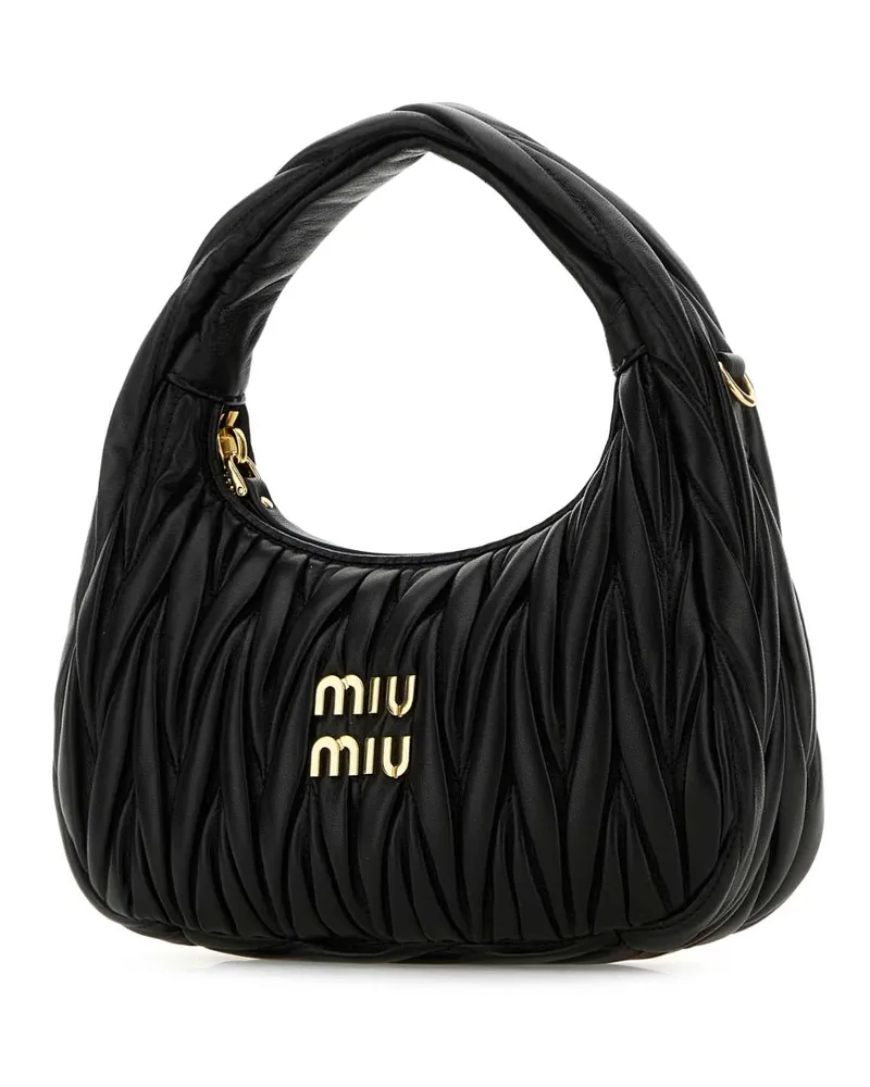 Miu Miu Women's Wander Shoulder Bag Black Lambskin Black