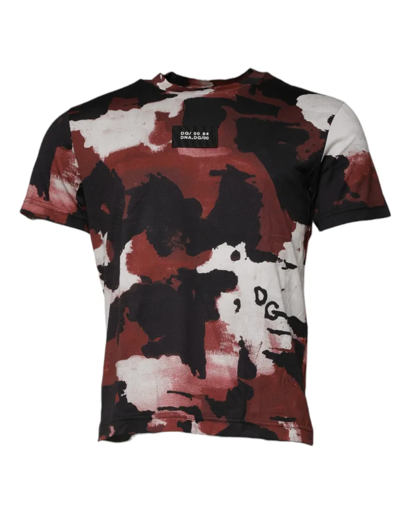 Dolce & Gabbana Men Multicolor Camouflage Crew Neck T-Shirt Cotton Multicolor
