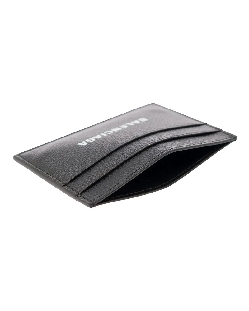 Balenciaga Grained Calf Leather Card Case — Black Black