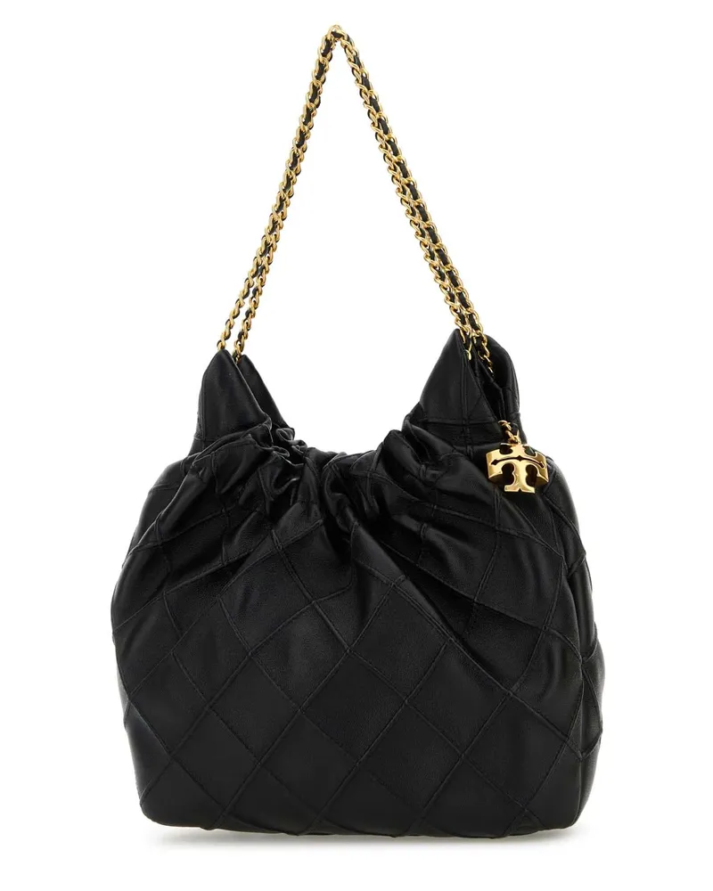 Tory Burch Women's Black Leather Mini Fleming Handbag Borse A Mano Bag Black