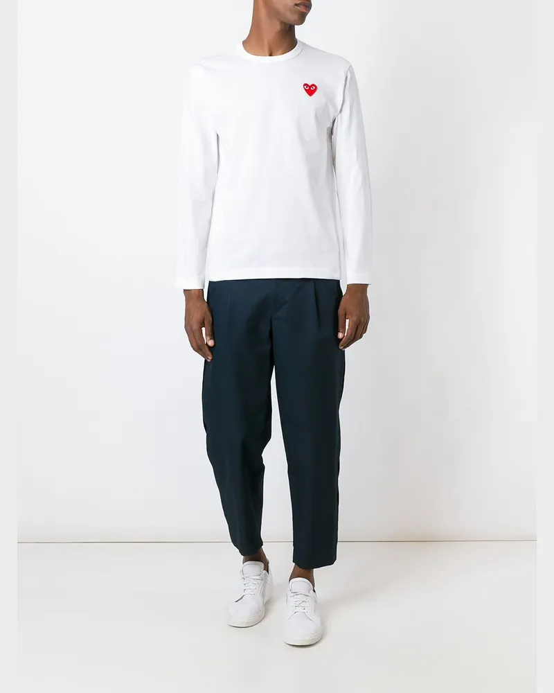 Comme des Garçons Logo Heart-Patch Cotton T-shirt — White White