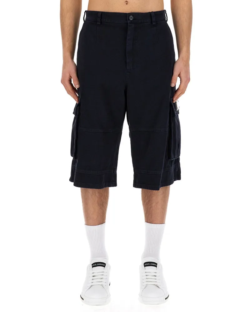 Dolce & Gabbana Cargo Cotton Bermuda — Blue Blue