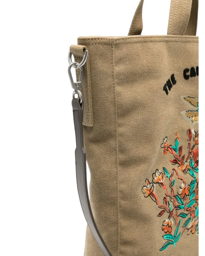 Paul Smith Floral Embroidery Canvas Tote Bag — Beige Beige