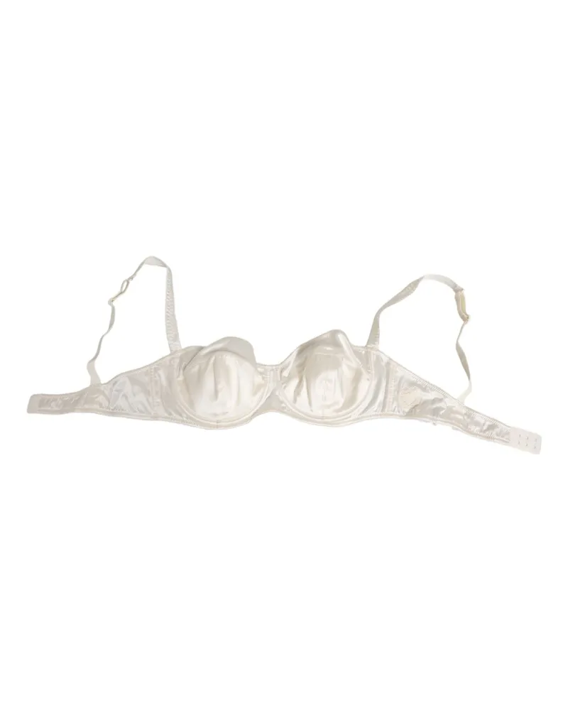 Dolce & Gabbana Women's White Silk Satin Balconnet Lingerie Bra Underwear Clothing White