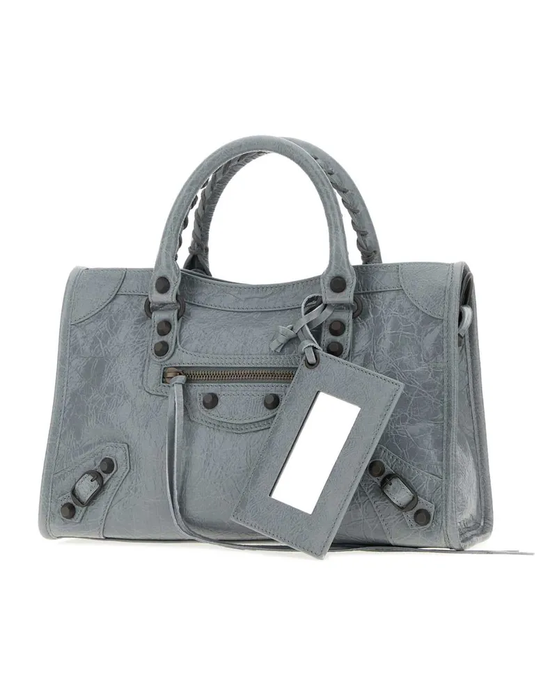 Balenciaga Women's Graphite Leather Small Le City Handbag Blue Grey Borse A Mano Bag Gray