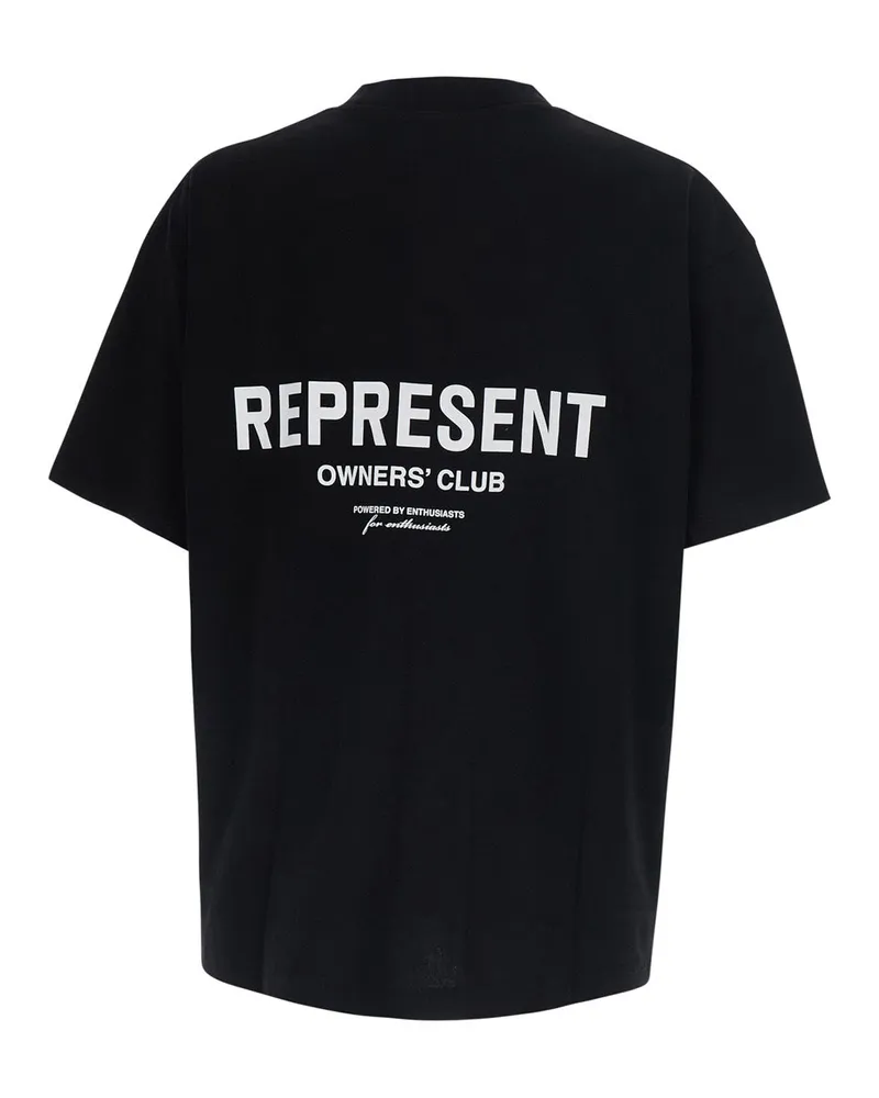 REPRESENT Logo-Embroidered Crew Neck T-Shirt — Black Black