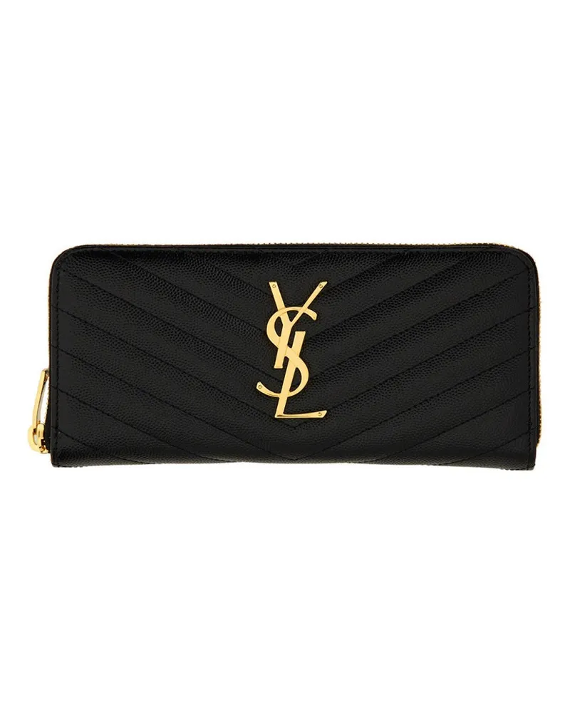 Saint Laurent Monogram Calfskin Wallet — Black Black